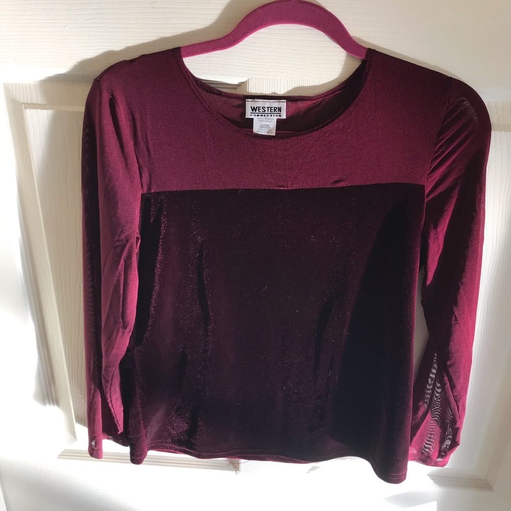 Western Connection wine L top.  Velveteen. - Picture 5 of 5